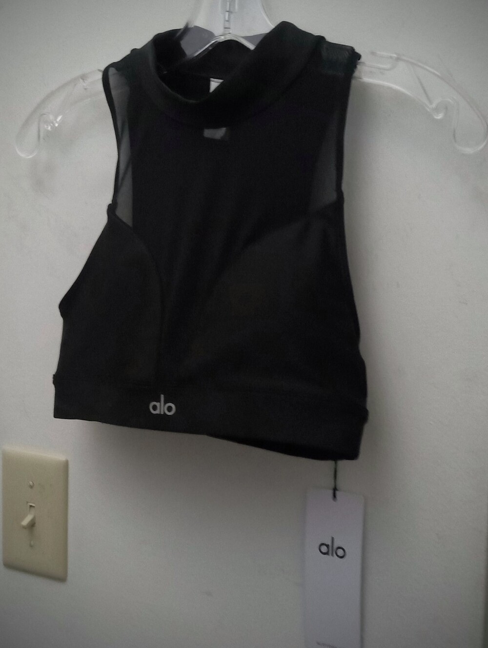 Alo High Neck Black Crop Tank Top NWT